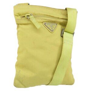 Authentic PRADA Shoulder Bag Nylon Yellow Silver
